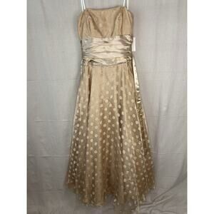 Josh & Jazz Womens Polka Dot Glam Formal Gown Size 11/12 Gold Party Wedding